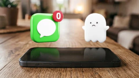Text Message Ghosting Concept - Ignored Message with Sad Ghost Emoji Stock Footage 334692234