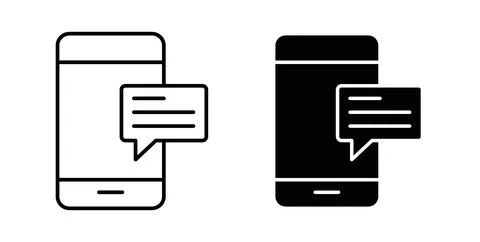 Text message icon collection in black, Line icons, flat symbols イラスト素材