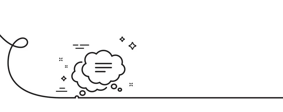 Text message line icon. Chat comment sign. Comic speech bubble. Continuous line Stock Illustration