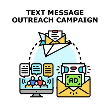 Text message outreach campaign digital marketing strategy Stock Illustration