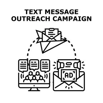 Text message outreach campaign digital marketing strategy Stock Illustration