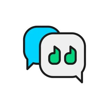 Text message, quote, speech bubble flat color line icon. Stock Illustration