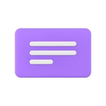 Text message rectangle chat bubble purple button cyberspace communication 3.. Illustrazione stock