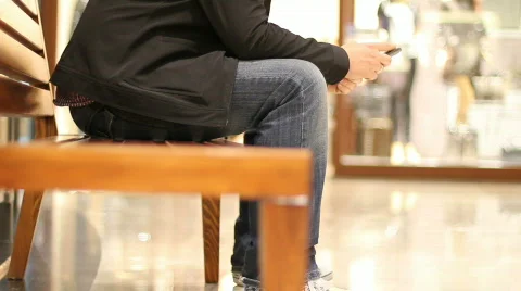 Text messaging in the mall Stock Footage 742803