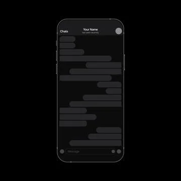 Text Messenger Dark Template. Mobile Ui Kit Chat App. Stock Illustration
