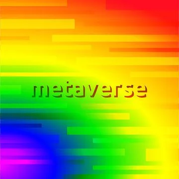 Text metaverse with rainbow background. Illustrazione stock