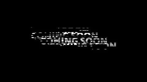 Text motion animation with a Glitch effect. Outro with the text 'COMING SOON' on Stock-Footage 245370905