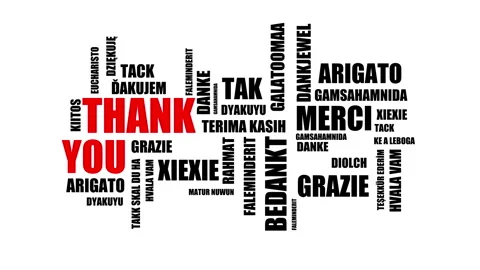 Text Motion graphic animation Thank you in many language animation. Video stock 269405245