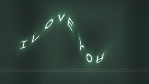 Text moves in a wave pattern expressing love in glowing Stock Footage 339354344