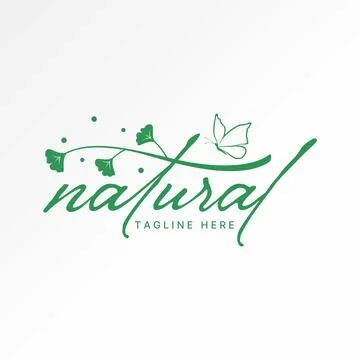 Text Natural script font butterfly flower leaf stalk art monogram beautiful 스톡 일러스트