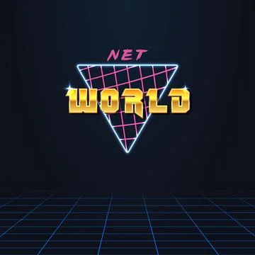 Text net world and grid in a triangle shiny frame Illustrazione stock