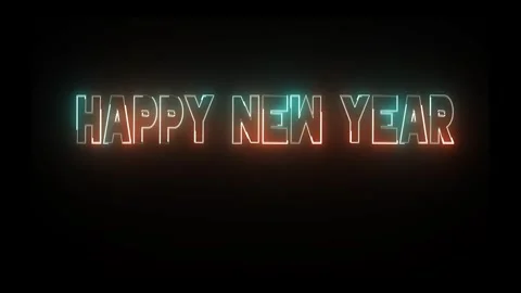 Text new year neon effect animation. Animation looping glowing text. Stock Footage 294963420