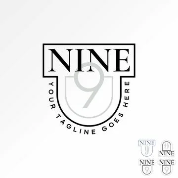 Text nine number 9 typography calligraphy celebration year font party decor 스톡 일러스트