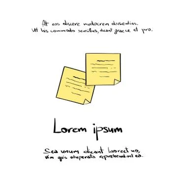 Text Note Paper Hand Draw Color Icon Vector Stock Illustration