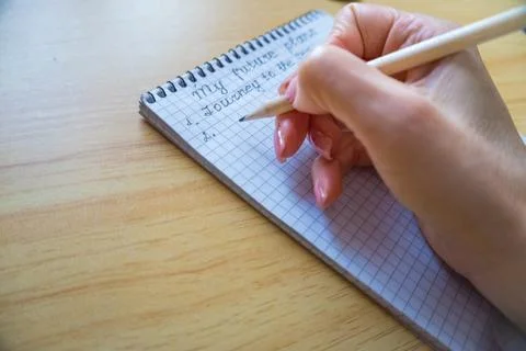 Text in notebook: My plans. The concept of setting goals, determining desires Stock Photos