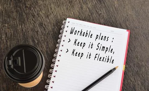 Text on notepad with background of cup of coffee and a pen Stock Photos