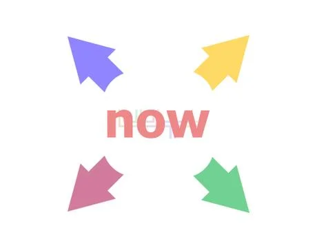 Text Now. Time concept . Arrow with word now Stock Illustration