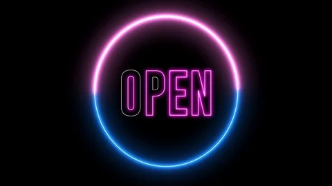 Text of "OPEN" with neon light loop animation. Abstract creative object.  Stock Footage 113739834