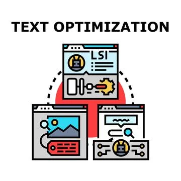 Text optimization digital marketing strategy developing content Stock Illustration
