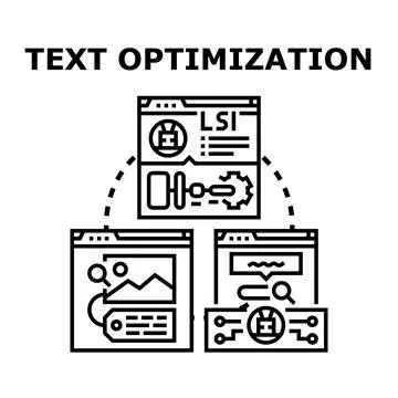 Text optimization digital marketing strategy developing content Stock Illustration