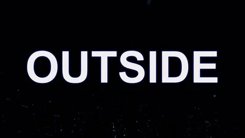 Text OUTSIDE appears from the water, then disappears. Transparent alpha channel. Stock Footage