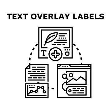 Text overlay labels concept for content editing Illustrazione stock