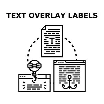 Text overlay labels enabling content linking and navigation 스톡 일러스트