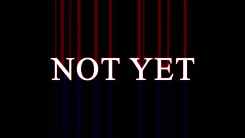 Text overlay NOT YET with barcode animation in cinematic motion against bla.. Stock Footage 344032378