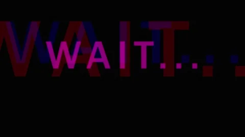 Text overlay WAIT repeated with chromatic aberration effect during dark bac.. Video stock 343409037