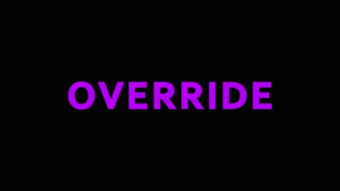 Text OVERRIDE with gradient effect and reflection on black background cinemat Stock-Footage 344037278