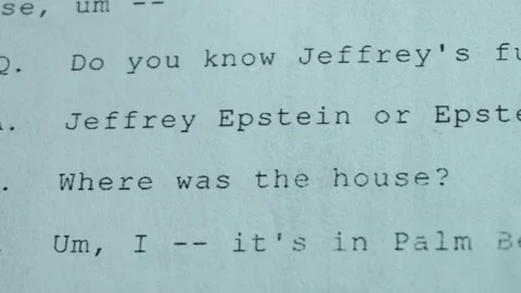 Text on Paper Part of Original Testimony Interview Against Jeffrey Epstein From Stock Footage 324405217