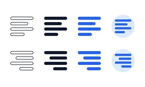 Text paragraph alignment icons in outline solid and blue styles for user in.. イラスト素材