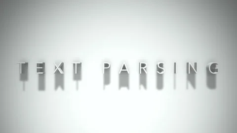 Text parsing 3D title animation white text on a white background Stock Footage 299429413