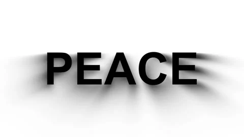 The text PEACE in black letters on a white background with soft shadows Stock Footage 324560815