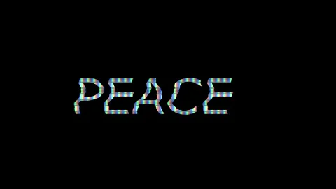The text Peace is born from the Glitch effect. Then the TV turns off. Stock Footage 244845617