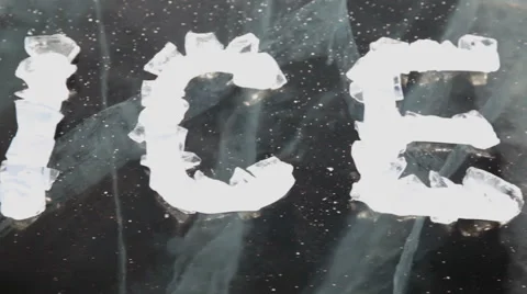 The text of the pieces of ice on the surface of the cold Lake Baikal Stock Footage 53066195