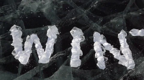 The text of the pieces of ice on the surface of the cold Lake Baikal Video stock 53066514