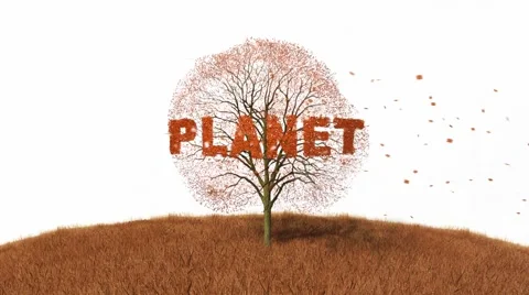 Text planet on a tree, falling leaves Stock Footage 43736625