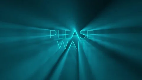 Text Please wait, lit from behind and which makes light beams 스톡 동영상 287180533