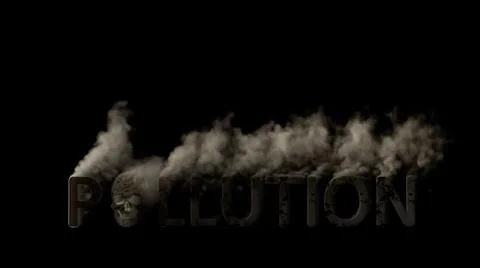 Text pollution with skull smoking on black bg Stock Illustration