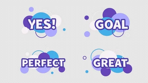 Text pops up animation. Abstract shapes, Yes, Goal, Perfect, Great words Stock Footage 261717440