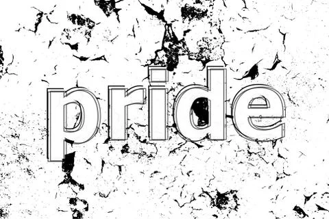 Text Pride. Information concept . Painted word on white black vintage old bac Stock Illustration