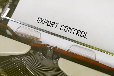 The text is printed on a typewriter - export control Stock Photos