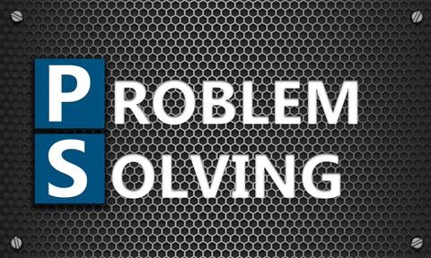 Text 'problem solving' on mesh hexagon background Illustrazione stock