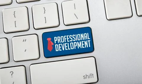 Text of professional development on computer keyboard, Training concept Stock Photos