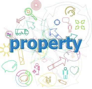 Text Property. Protection concept . Simple infographics thin line icons set Stock Illustration
