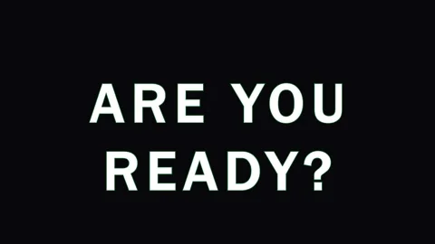 Text question ARE YOU READY? appearing repeatedly with glitch art effects d.. Video stock 343416110