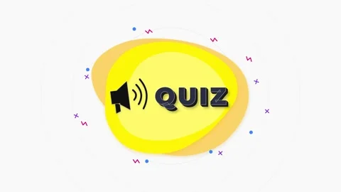 Text quiz time. Yellow Graphic with Quiz Text and Megaphone Icon Stock Footage 339045701