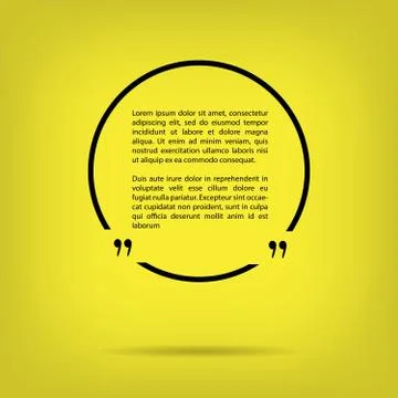 Text quote bubble in a circle yellow background with shadows Stock Illustration
