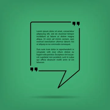 Text quote bubble in a square green background with shadows Stock Illustration